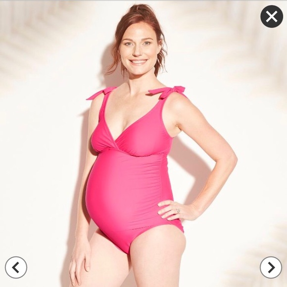 pink maternity swimsuit